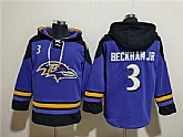 Men's Baltimore Ravens #3 Odell Beckham Jr. Ageless Must-Have Lace-Up Pullover Hoodie,baseball caps,new era cap wholesale,wholesale hats